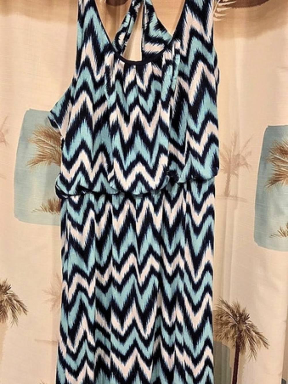 Free Pink Heart Geometric dress in Blue & Black Large Like New